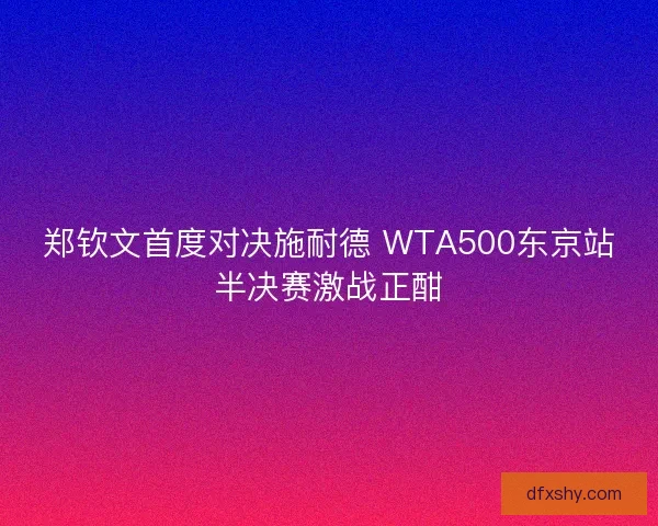 郑钦文首度对决施耐德 WTA500东京站半决赛激战正酣