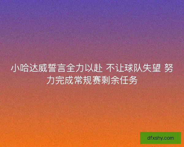 小哈达威誓言全力以赴 不让球队失望 努力完成常规赛剩余任务